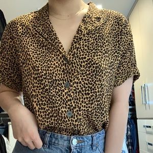 & other stories leopard print cropped shirt